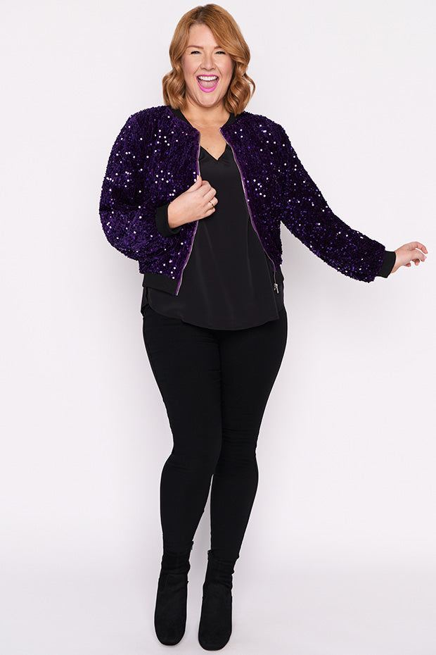 Bling Purple Sequins Jacket – Purple Sequins bomber jacket