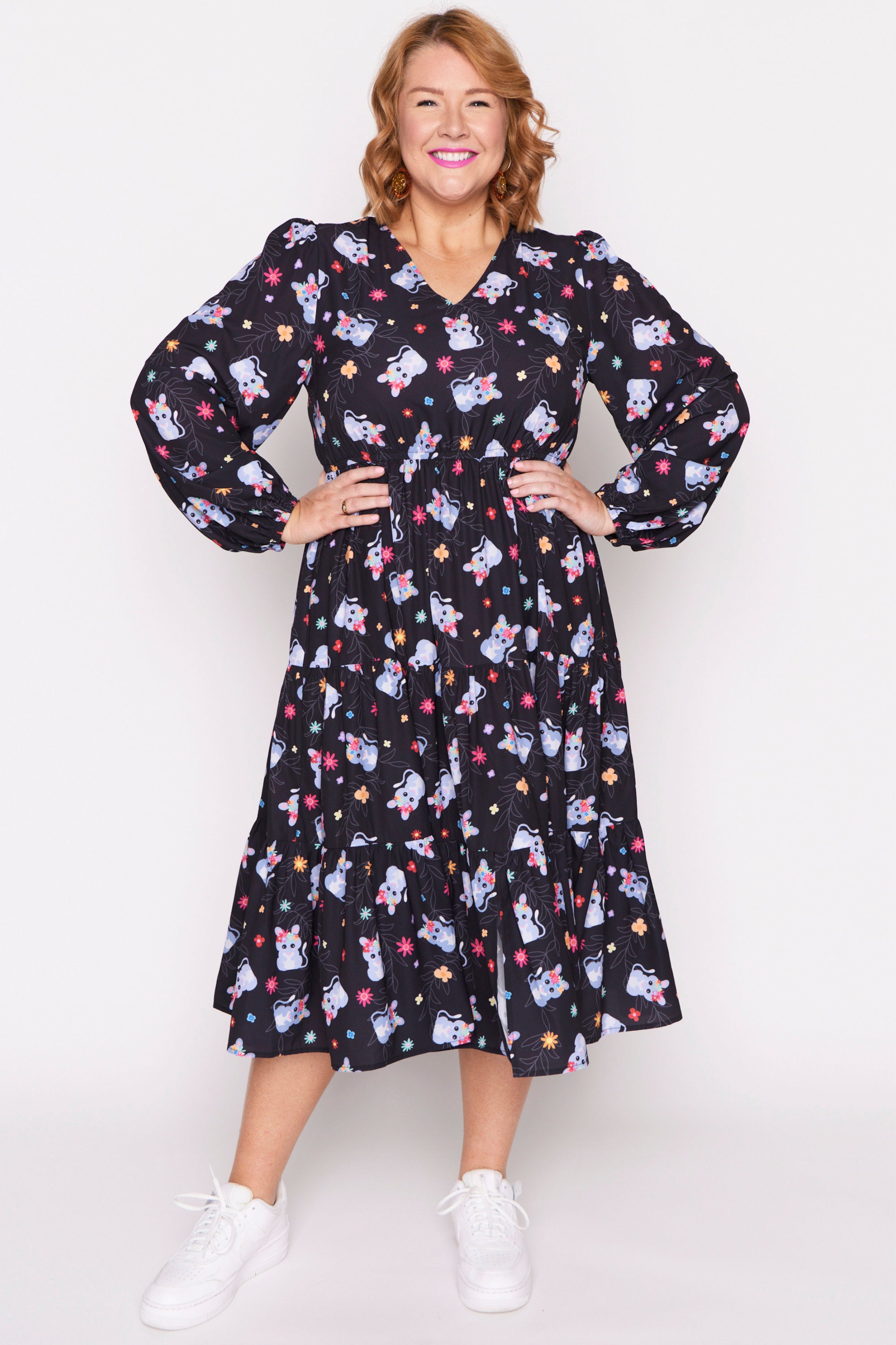 Charity Bilby Blossom Long Sleeve Dress – Bilby Blossom midi dress