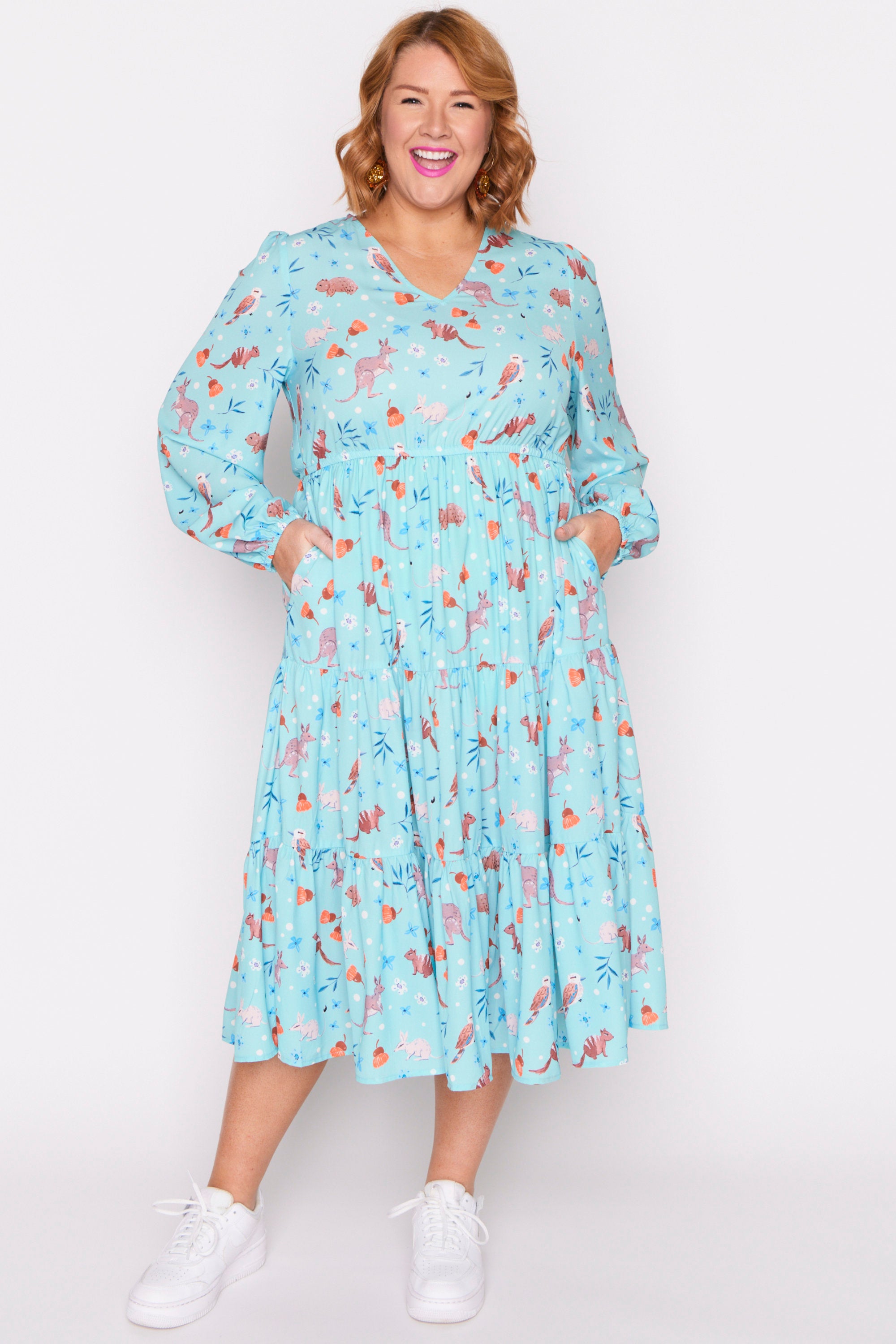 Charity Hopping Happy Long Sleeve Dress – Hopping Happy midi dress