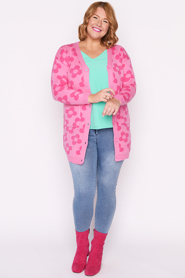 Clover Pink Daisy Cardi – Pink Daisy cardigan