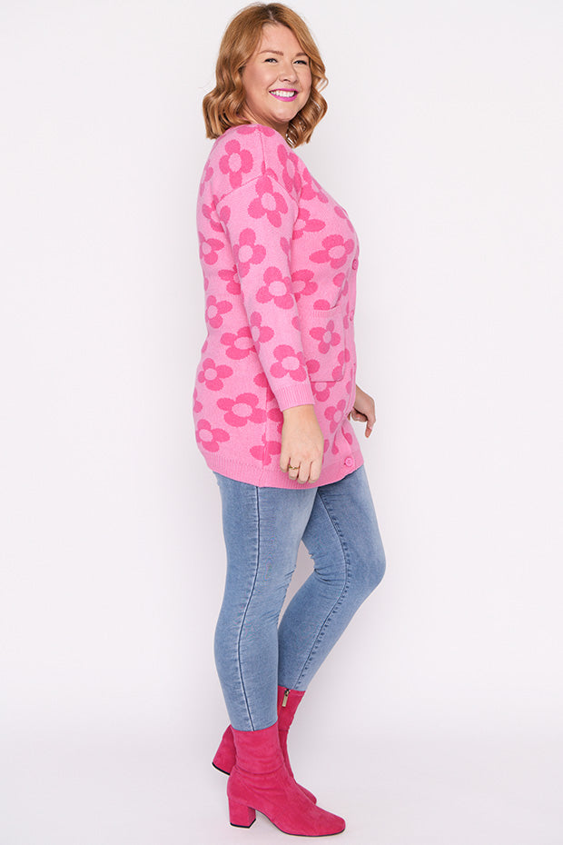 Clover Pink Daisy Cardi – Pink Daisy cardigan