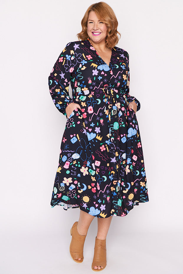 Marlene Meeting Minutes Long Sleeve Dress โ Meeting Minutes midi dress