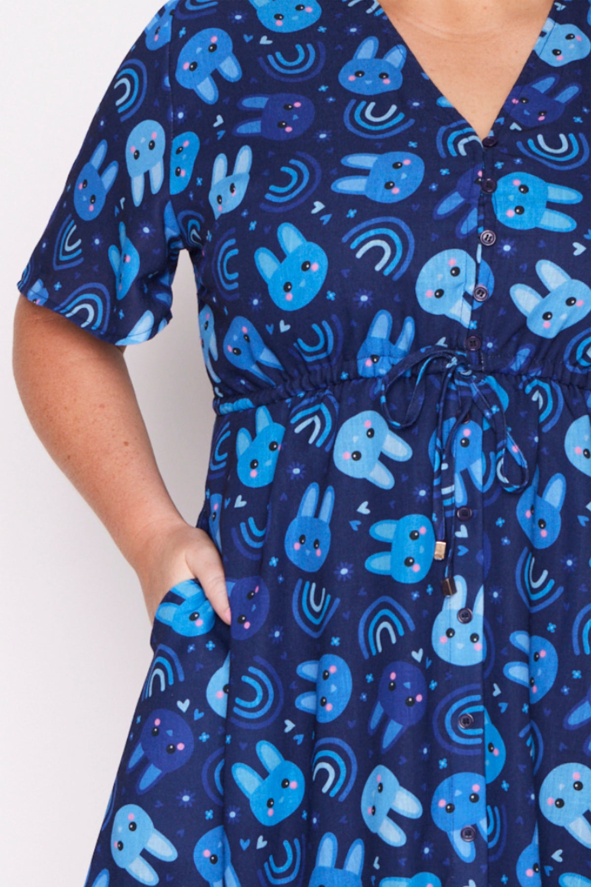 Sage Blue Bunnies Dress โ Blue Bunnies knee length dress