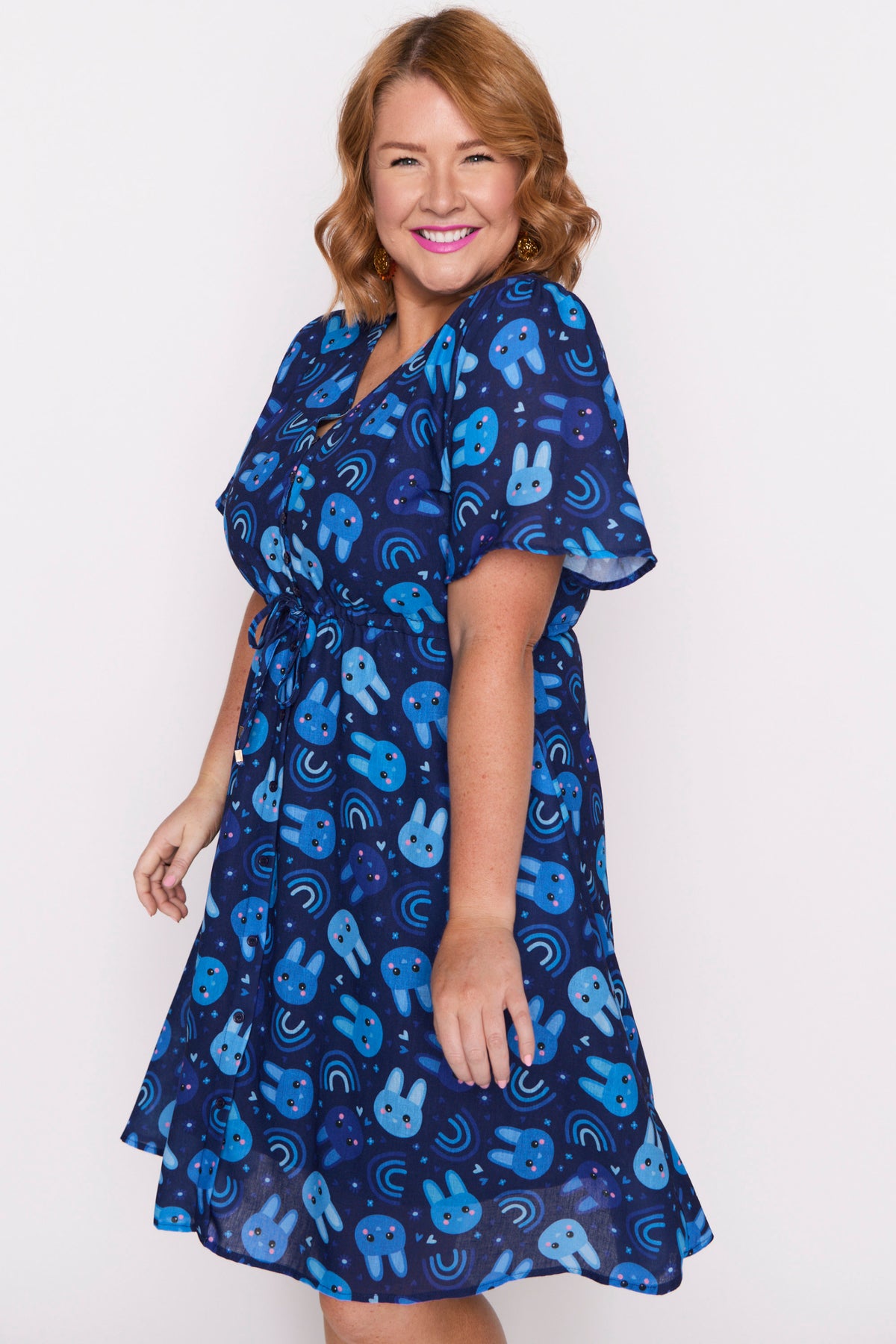 Sage Blue Bunnies Dress โ Blue Bunnies knee length dress