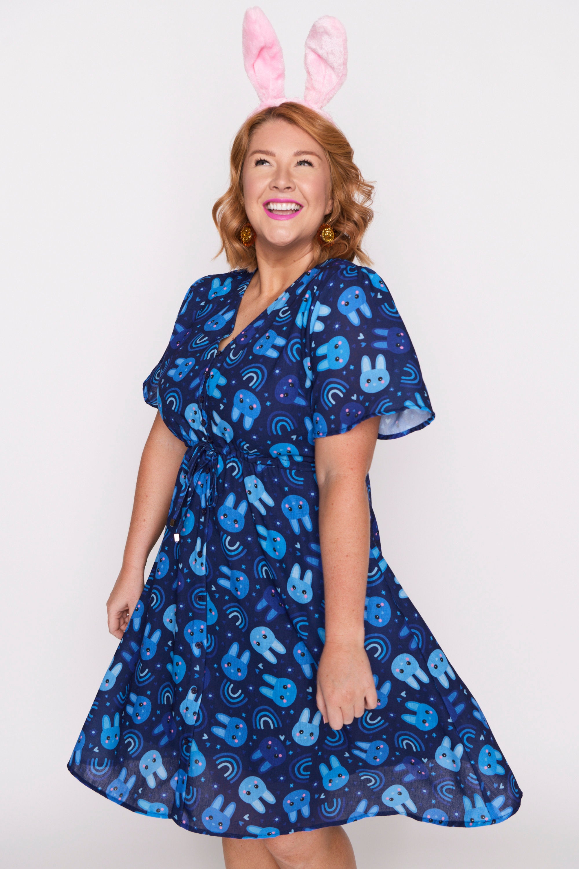 Sage Blue Bunnies Dress – Blue Bunnies knee length dress