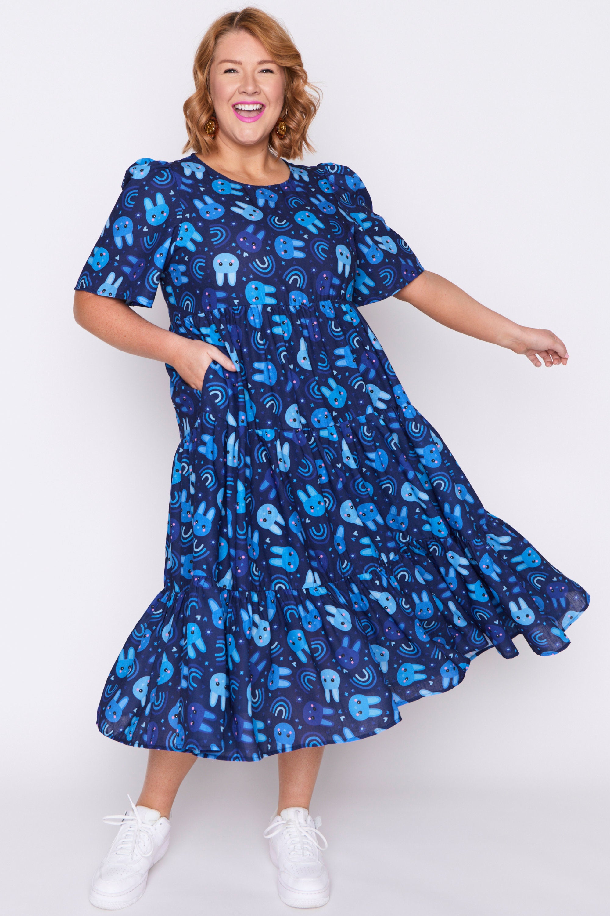 Saturn Blue Bunnies Dress – Blue Bunnies midi dress