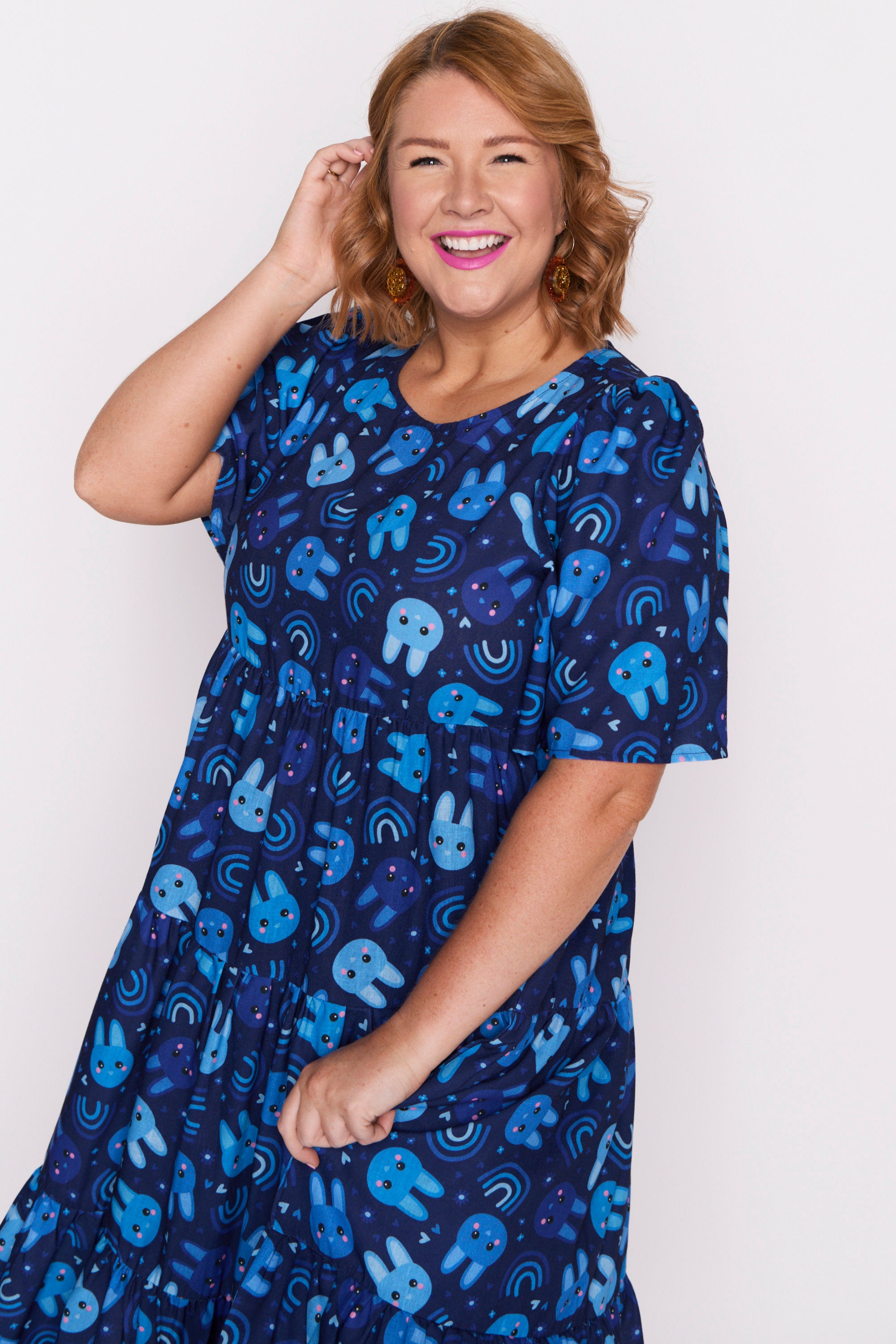 Saturn Blue Bunnies Dress – Blue Bunnies midi dress