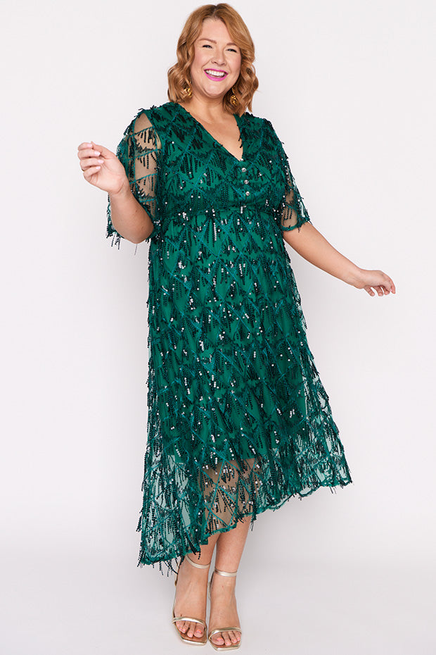 Wonderful Forest Green Party Dress – Forest Green midi dress