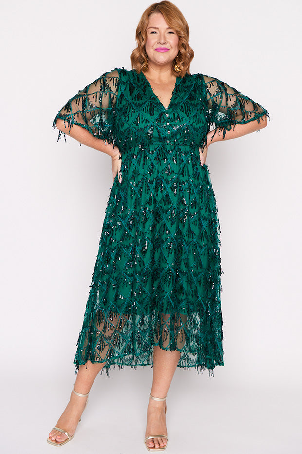 Wonderful Forest Green Party Dress – Forest Green midi dress
