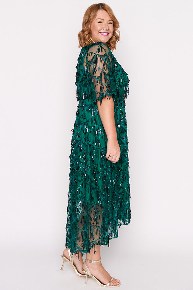 Wonderful Forest Green Party Dress – Forest Green midi dress