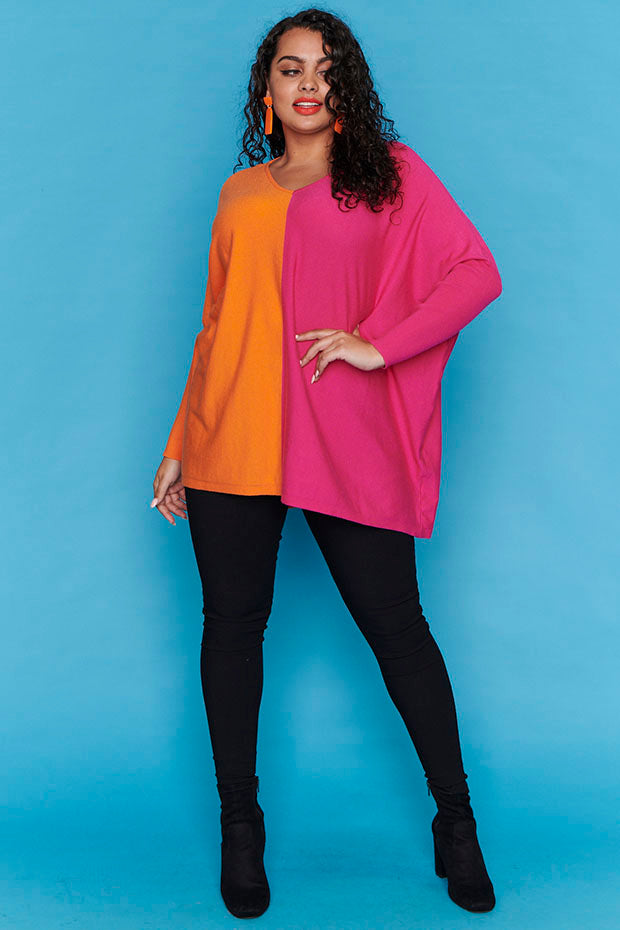 Rewind Orange & Pink Knit – Orange & Pink sweater