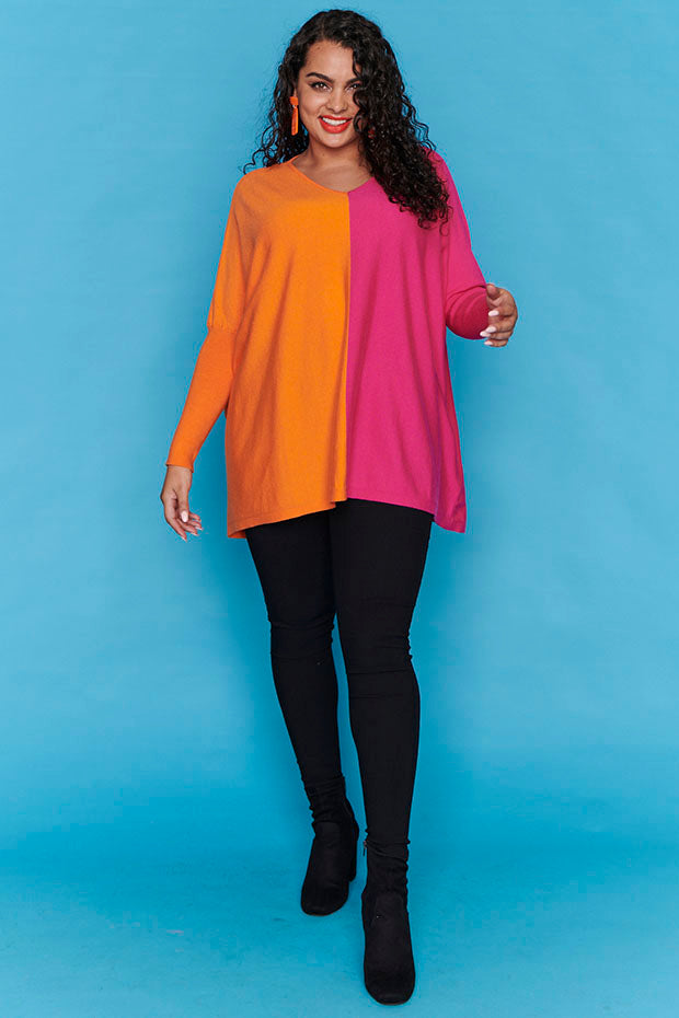Rewind Orange & Pink Knit – Orange & Pink sweater