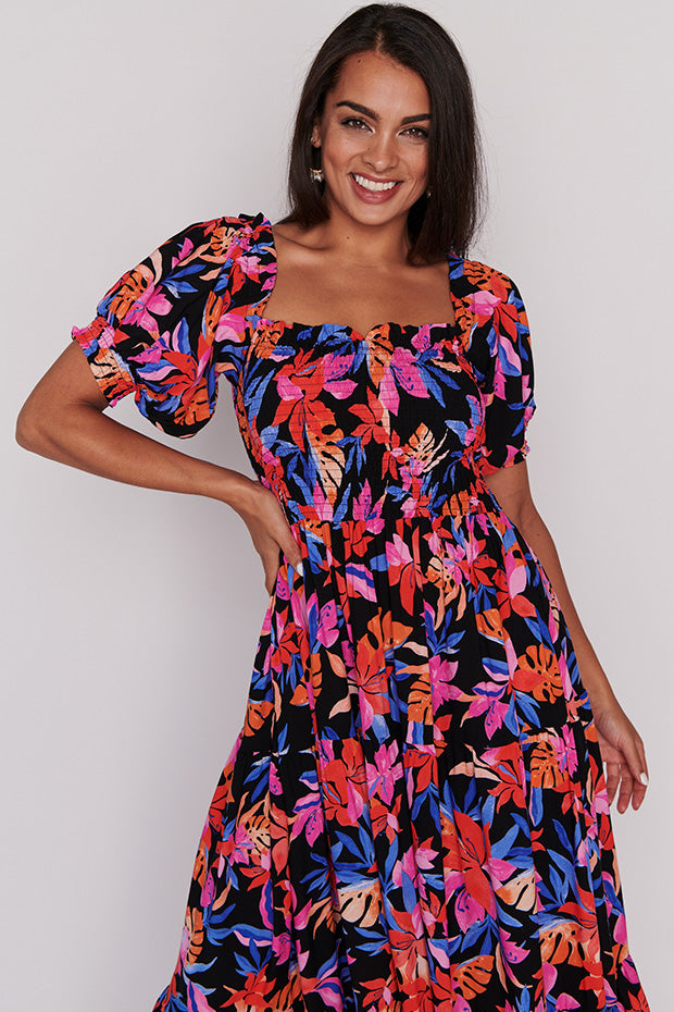 Coco Tropical Crush Shirred Bodice Dress – Tropical Crush maxi dress