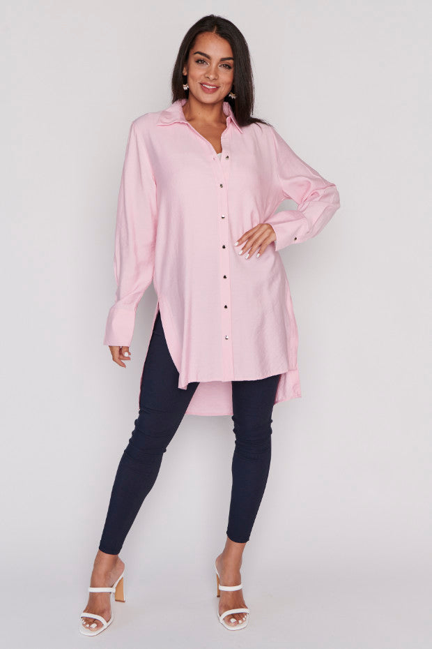 Darcy Pink Long Shirt – Pink longline shirt
