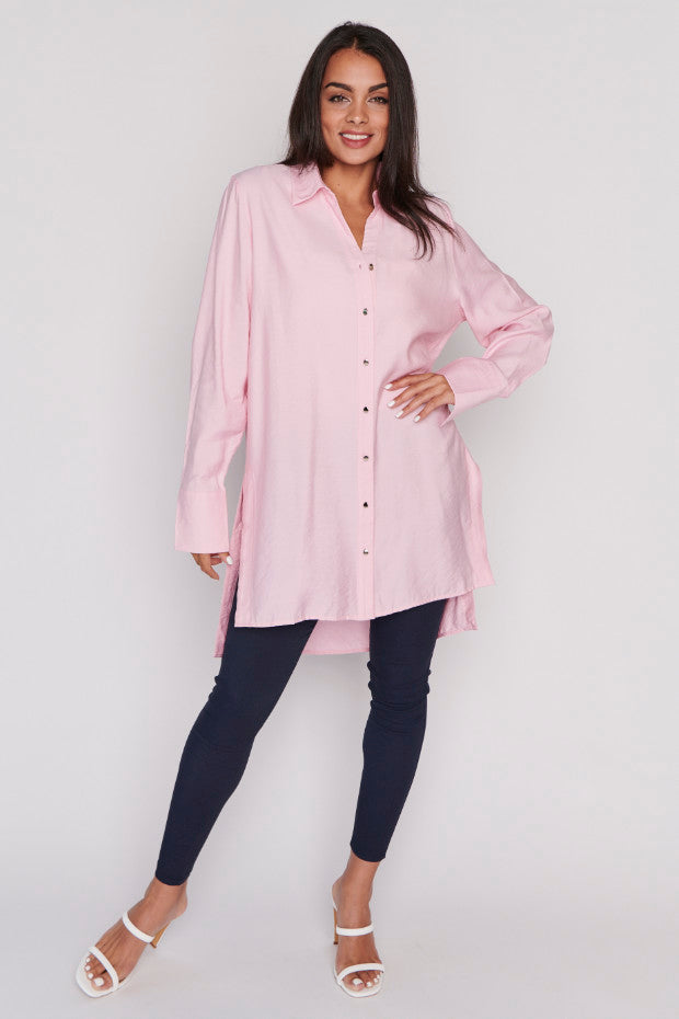 Darcy Pink Long Shirt – Pink longline shirt
