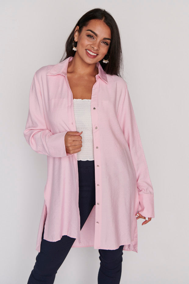 Darcy Pink Long Shirt – Pink longline shirt