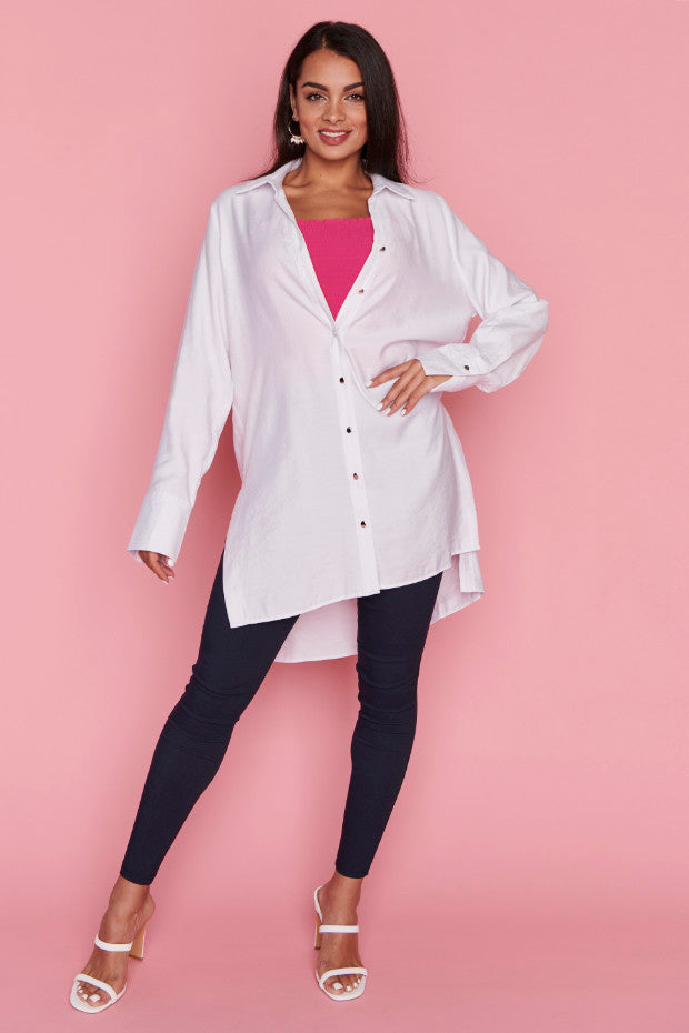 Darcy White Long Shirt – White longline shirt