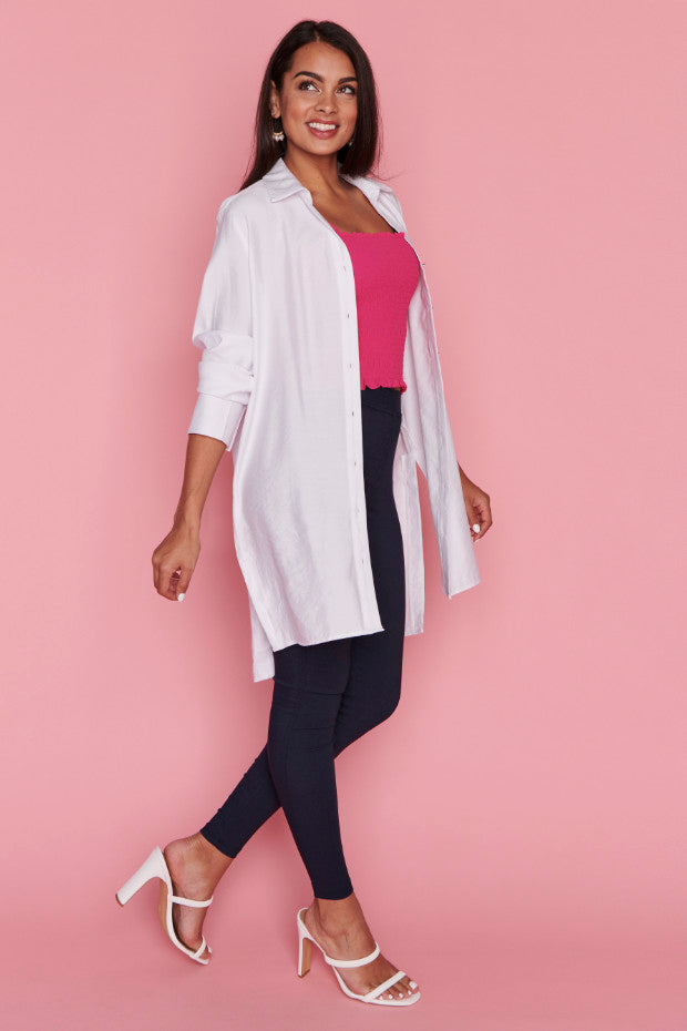Darcy White Long Shirt – White longline shirt
