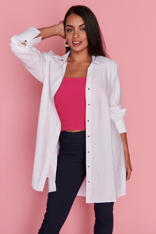 Darcy White Long Shirt – White longline shirt