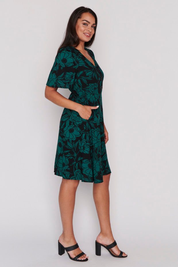 Leesa Midnight Green Dress – Midnight Green knee length dress