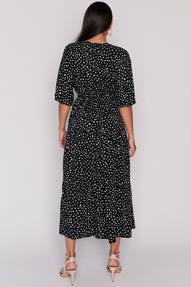 Maddie Black Irregular Spot Dress โ Black Irregular Spot maxi dress