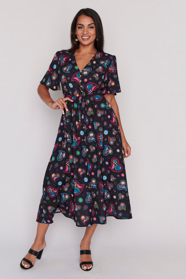 Marley Paisley Hearts Dress – Paisley Hearts midi dress
