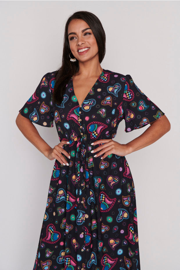 Marley Paisley Hearts Dress โ Paisley Hearts midi dress