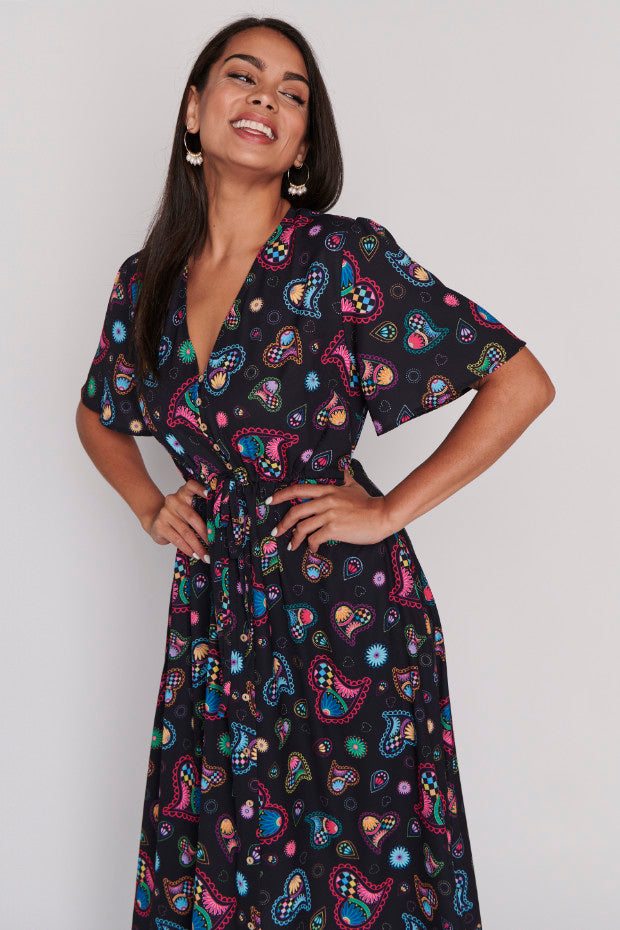 Marley Paisley Hearts Dress โ Paisley Hearts midi dress