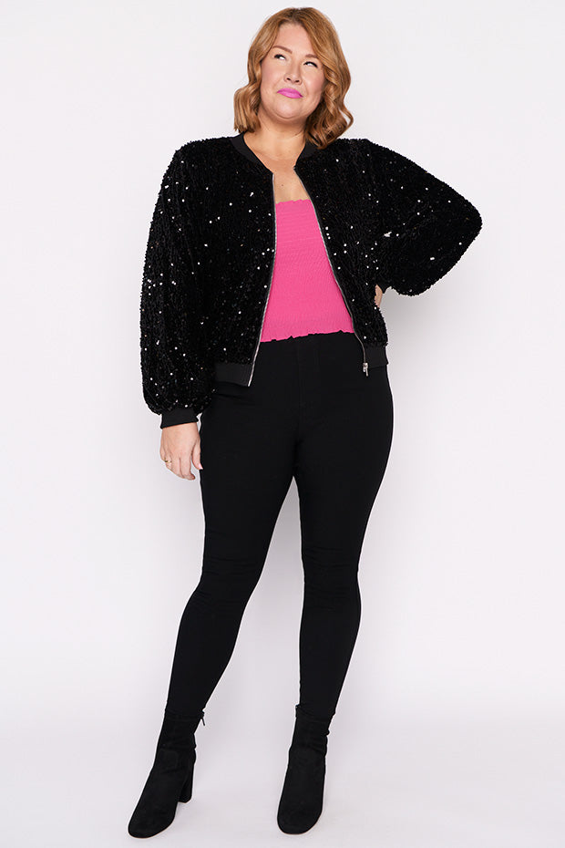 Bling Black Sequins Jacket – Black Sequins bomber jacket