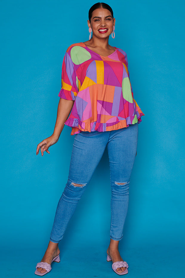 Madison Candy Geo Top – Candy Geo blouse