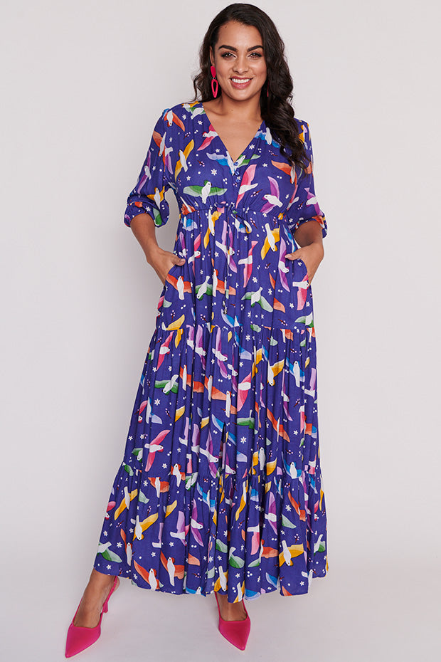 Adeline Rainbow Crackle Dress โ Rainbow Crackle maxi dress