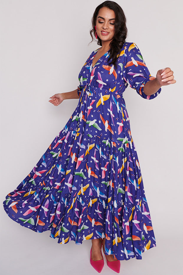 Adeline Rainbow Crackle Dress โ Rainbow Crackle maxi dress