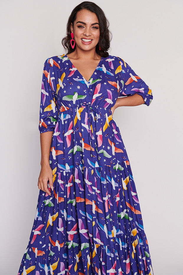 Adeline Rainbow Crackle Dress – Rainbow Crackle maxi dress
