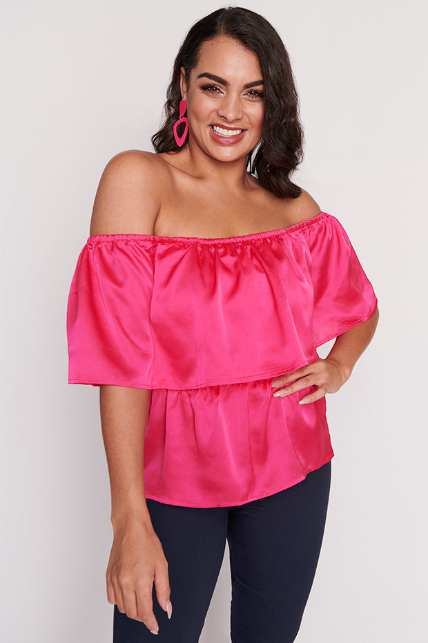 Alivia Strawberry Pink Top – Strawberry Pink crop top