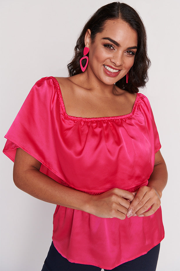 Alivia Strawberry Pink Top – Strawberry Pink crop top