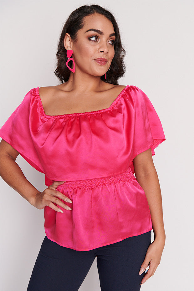 Alivia Strawberry Pink Top – Strawberry Pink crop top