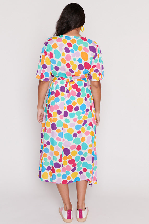 Michelle White Rainbow Pebble Dress โ White Rainbow Pebble midi dress