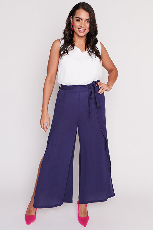 Reese Navy Wrap Pant – Navy Wrap wide leg pants
