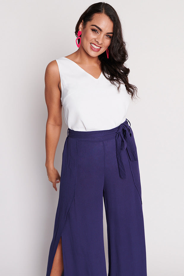 Reese Navy Wrap Pant – Navy Wrap wide leg pants