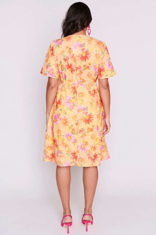 Sage Sunflower Haze Dress โ Sunflower Haze knee length dress