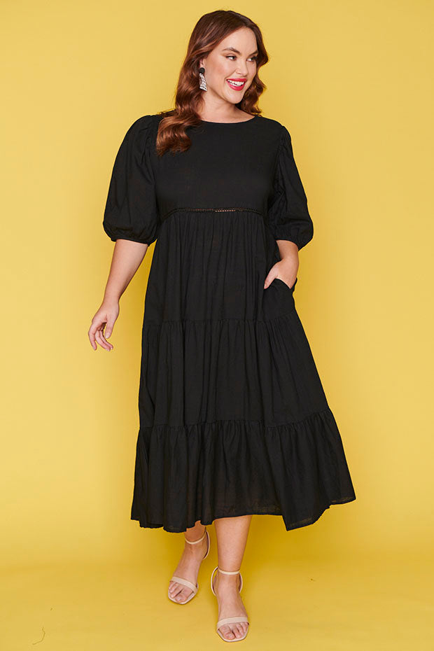 Noa Black Dress – Black midi dress