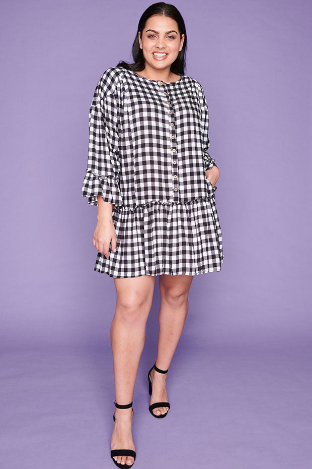 Tommy Black Gingham Dress* – Black Gingham mini dress