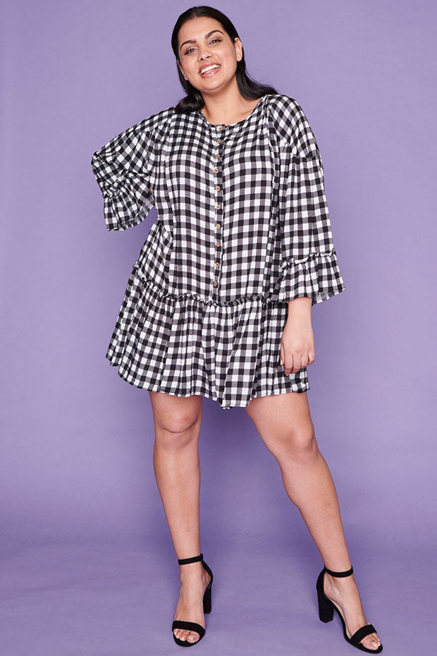 Tommy Black Gingham Dress* – Black Gingham mini dress