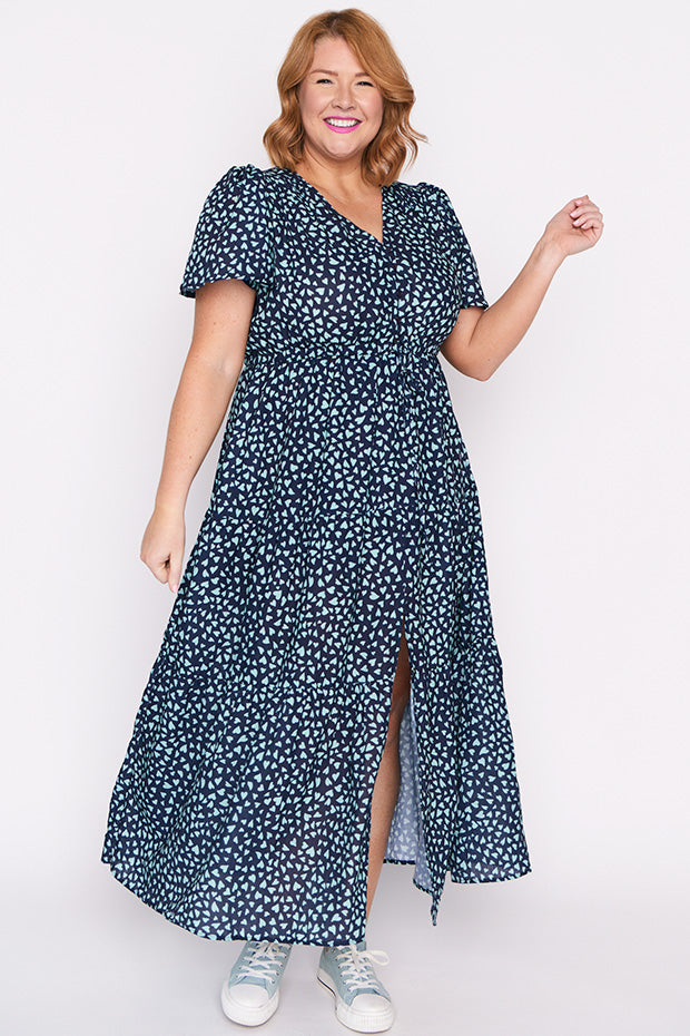 Adelyn Abstract Hearts Dress โ Abstract Hearts maxi dress