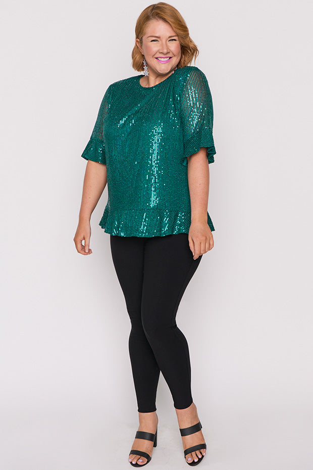 Joe Emerald Sequins Party Top – Emerald Sequins top