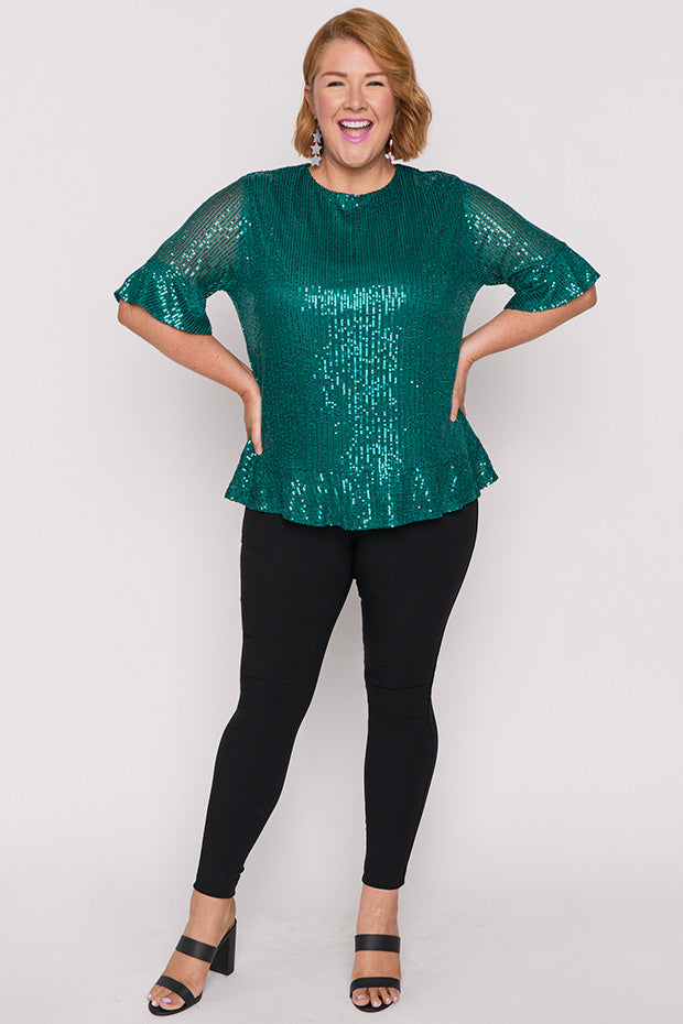 Joe Emerald Sequins Party Top – Emerald Sequins top