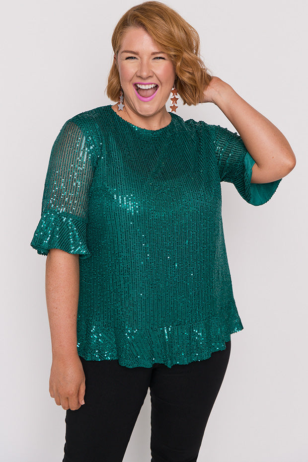 Joe Emerald Sequins Party Top – Emerald Sequins top