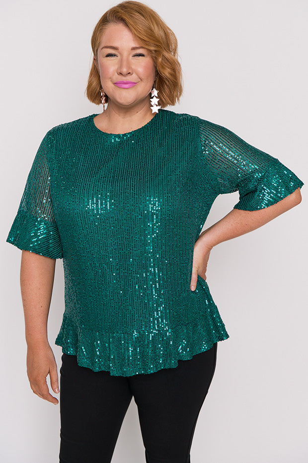 Joe Emerald Sequins Party Top – Emerald Sequins top