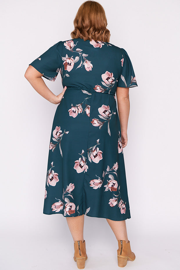 Marley Teal Floral Dress – Teal Floral midi dress