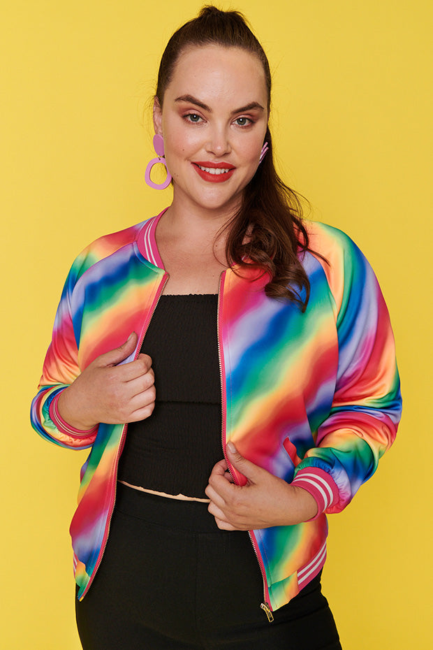 Sutton Fluro Rainbow Jacket – Fluro Rainbow bomber jacket